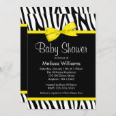 Zebra Yellow Printed Bow Baby Shower Einladungen (Vorne/Hinten)