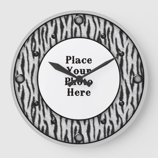 Zebra Your Foto Wall Clock Große Wanduhr (Vorderseite)