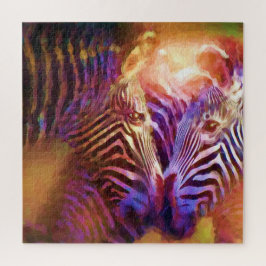 Zebra zart Moment pastellfarbene moderne Tierkunst Puzzle