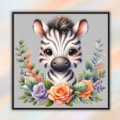 Zebra zaubern mit Blumen | Poster