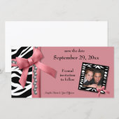 Zebra-Zebra-Gemische Save the Date, rosa und weiß Date (Vorne/Hinten)