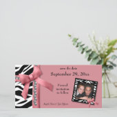 Zebra-Zebra-Gemische Save the Date, rosa und weiß Date (Stehend Vorderseite)