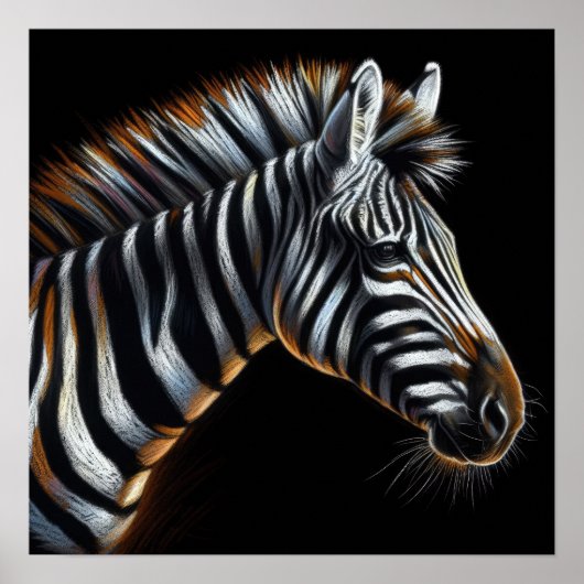 Zebra Zeichnend harte Pastelle Poster (Vorne)