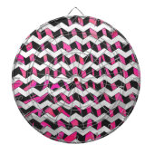 Zebra Zickzack Black and Hot Pink Dartscheibe (vorne)