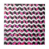 Zebra Zickzack Black and Hot Pink Fliese (Vorderseite)