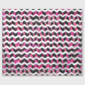 Zebra Zickzack Black and Hot Pink Geschenkpapier (Flach)