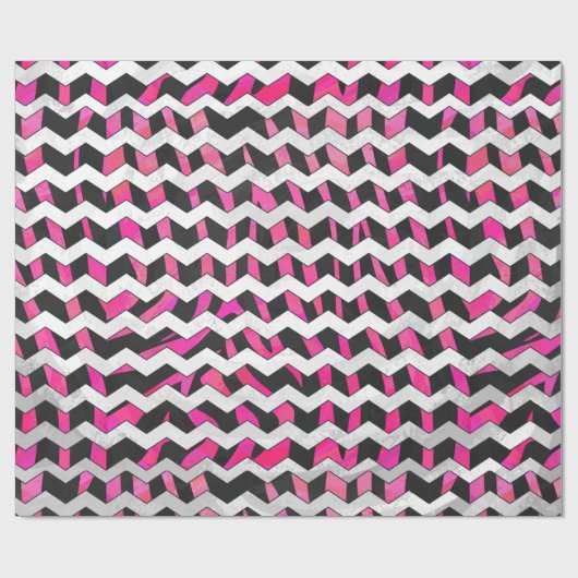 Zebra Zickzack Black and Hot Pink Geschenkpapier (Flach)