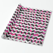 Zebra Zickzack Black and Hot Pink Geschenkpapier (Ungerollt)