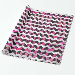 Zebra Zickzack Black and Hot Pink Geschenkpapier