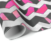Zebra Zickzack Black and Hot Pink Geschenkpapier (Rolleneckpunkt)