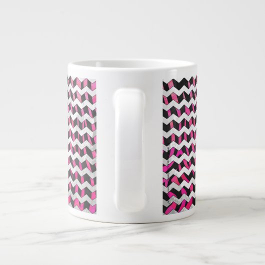 Zebra Zickzack Black and Hot Pink Jumbo-Tasse (Rückseite)
