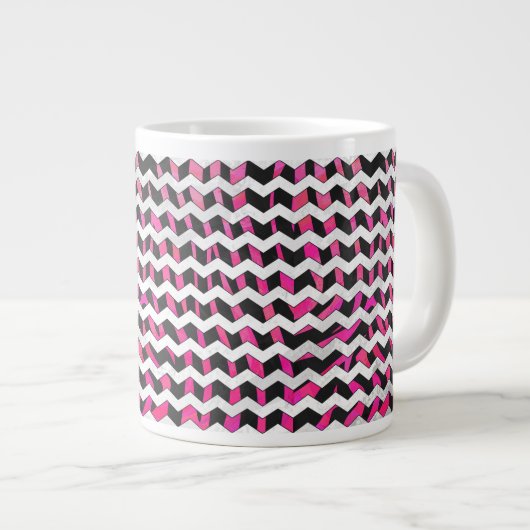 Zebra Zickzack Black and Hot Pink Jumbo-Tasse (Vorderseite Rechts)