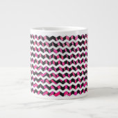 Zebra Zickzack Black and Hot Pink Jumbo-Tasse (Vorderseite)