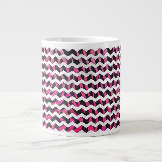 Zebra Zickzack Black and Hot Pink Jumbo-Tasse (Vorderseite)