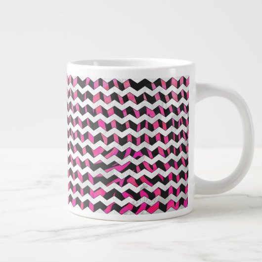 Zebra Zickzack Black and Hot Pink Jumbo-Tasse (Rechts)