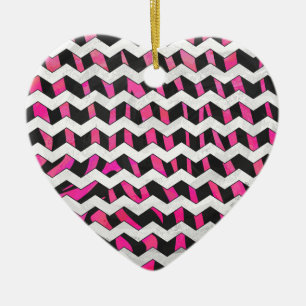 Zebra Zickzack Black and Hot Pink Keramikornament