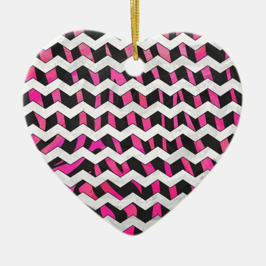 Zebra Zickzack Black and Hot Pink Keramikornament (Vorne)