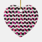 Zebra Zickzack Black and Hot Pink Keramikornament (Hinten)