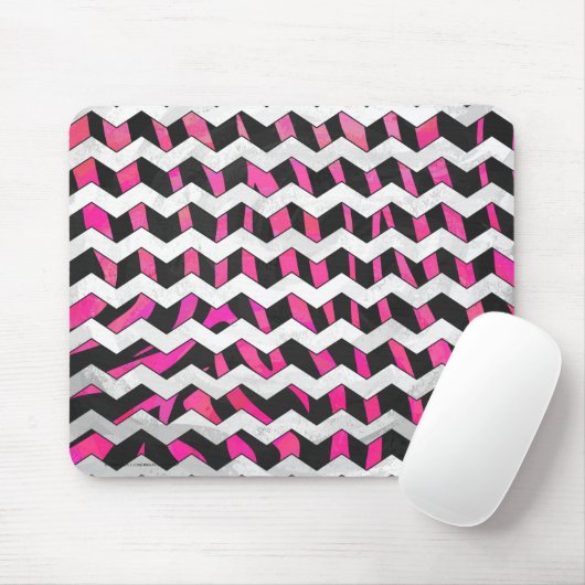 Zebra Zickzack Black and Hot Pink Mousepad (Mit Mouse)
