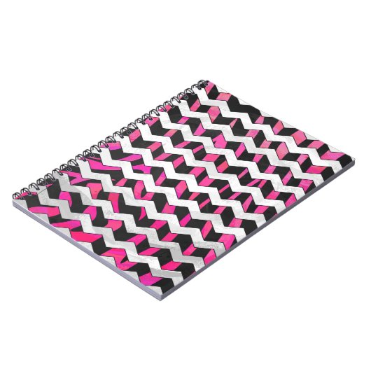 Zebra Zickzack Black and Hot Pink Notizblock (Linke Seite)