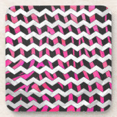 Zebra Zickzack Black and Hot Pink Untersetzer (Vorderseite)