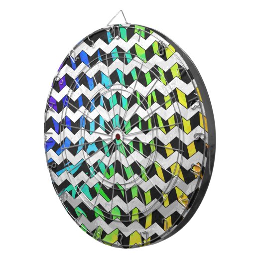 Zebra Zickzack Black and Rainbow Print Dartscheibe (Vorderseite rechts)