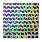 Zebra Zickzack Black and Rainbow Print Fliese (Vorderseite)