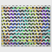 Zebra Zickzack Black and Rainbow Print Geschenkpapier (Flach)