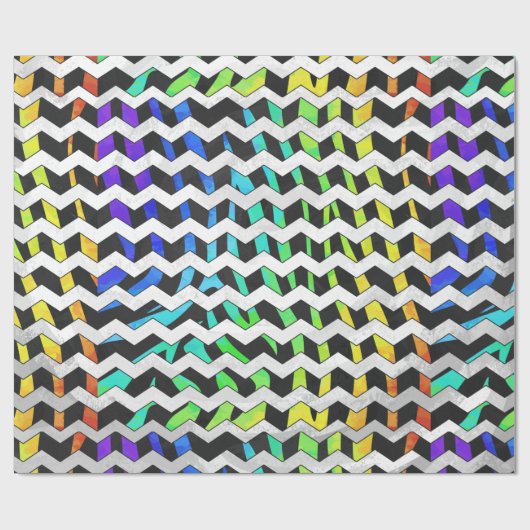 Zebra Zickzack Black and Rainbow Print Geschenkpapier (Flach)