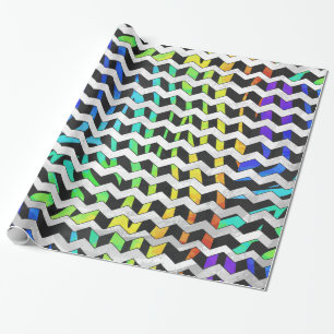 Zebra Zickzack Black and Rainbow Print Geschenkpapier