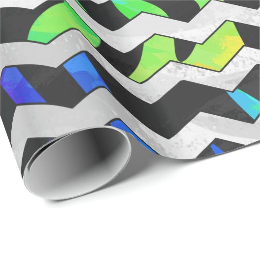 Zebra Zickzack Black and Rainbow Print Geschenkpapier (Rolleneckpunkt)