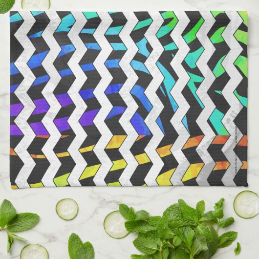Zebra Zickzack Black and Rainbow Print Geschirrtuch (Gefaltet)
