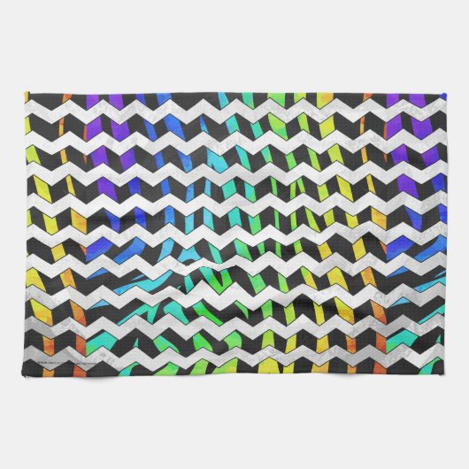 Zebra Zickzack Black and Rainbow Print Geschirrtuch (Horizontal)