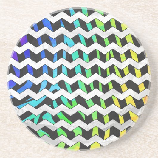 Zebra Zickzack Black and Rainbow Print Getränkeuntersetzer (Vorne)
