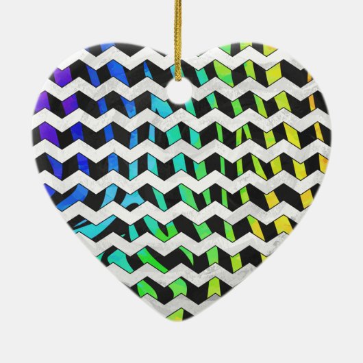 Zebra Zickzack Black and Rainbow Print Keramik Ornament (Hinten)