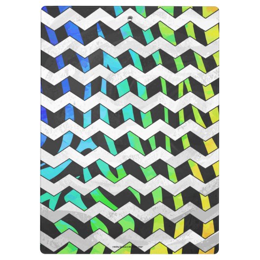 Zebra Zickzack Black and Rainbow Print Klemmbrett (Rückseite)