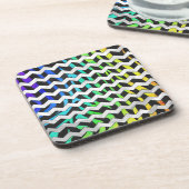 Zebra Zickzack Black and Rainbow Print Untersetzer (Linke Seite)
