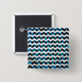 Zebra Zickzack Black und Blue Button (Vorne & Hinten)