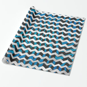 Zebra Zickzack Black und Blue Geschenkpapier