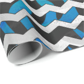 Zebra Zickzack Black und Blue Geschenkpapier (Rolleneckpunkt)