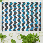 Zebra Zickzack Black und Blue Handtuch (Gefaltet)