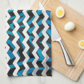 Zebra Zickzack Black und Blue Handtuch (Viertel Falte)