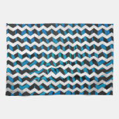Zebra Zickzack Black und Blue Handtuch (Horizontal)