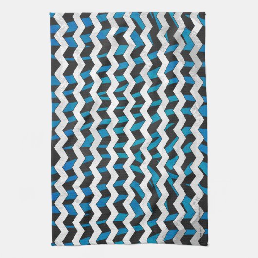 Zebra Zickzack Black und Blue Handtuch (Vertikal)
