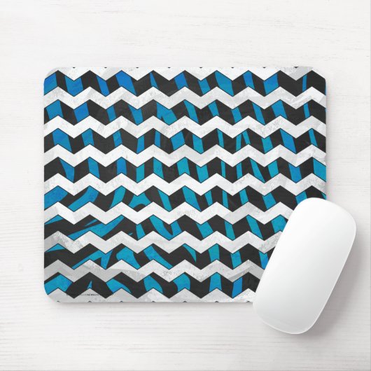 Zebra Zickzack Black und Blue Mousepad (Mit Mouse)