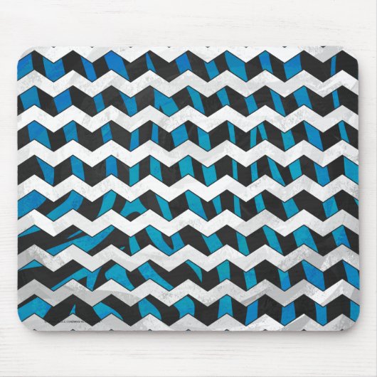 Zebra Zickzack Black und Blue Mousepad (Vorne)