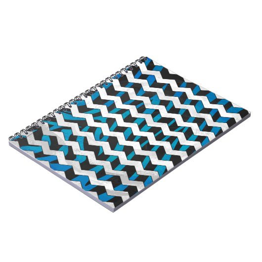 Zebra Zickzack Black und Blue Notizblock (Linke Seite)