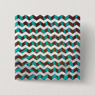 Zebra Zickzack braun und Aquamarin Button