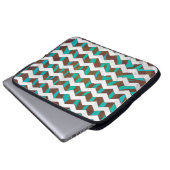 Zebra Zickzack braun und Aquamarin Laptopschutzhülle (Vorne Knopf)
