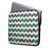 Zebra Zickzack braun und Aquamarin Laptopschutzhülle (Vorderseite Links)